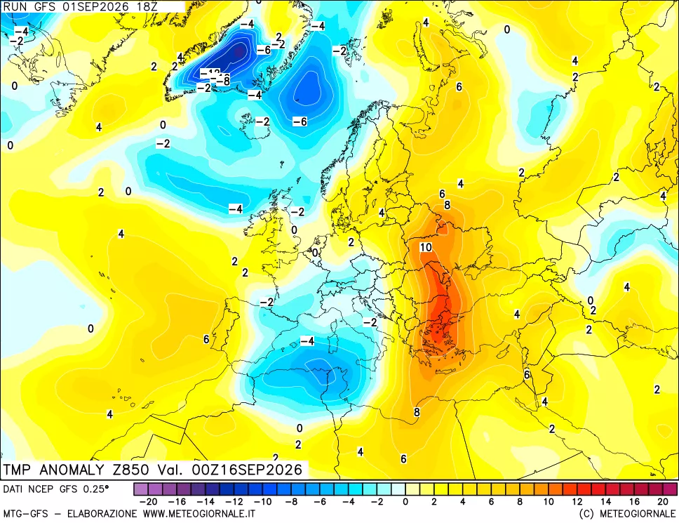 mappa 850 hPa Temp Anomaly vs Cli.No 1981-2010