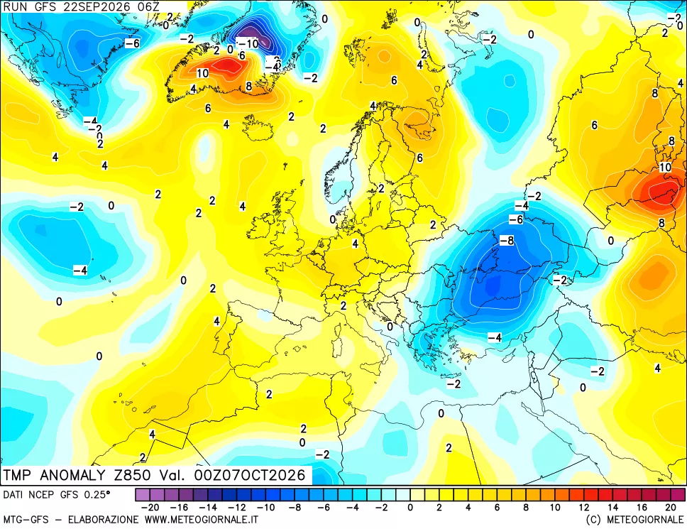 mappa 850 hPa Temp Anomaly vs Cli.No 1981-2010