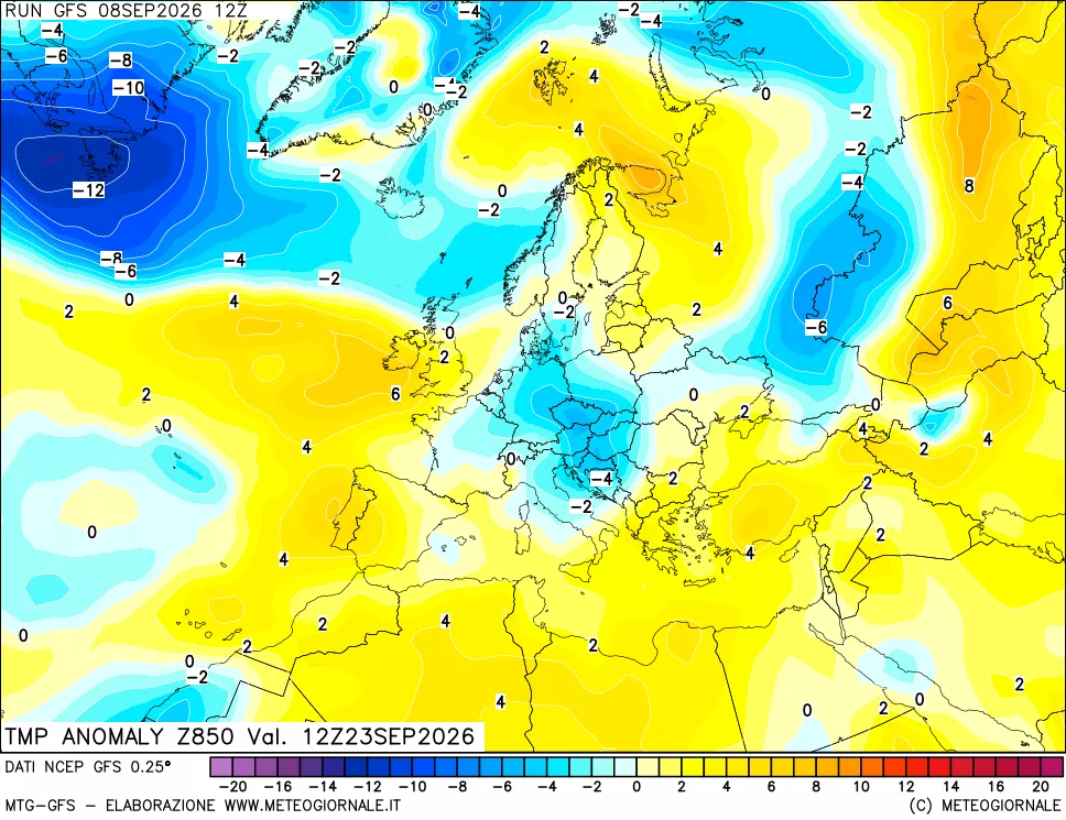 mappa 850 hPa Temp Anomaly vs Cli.No 1981-2010