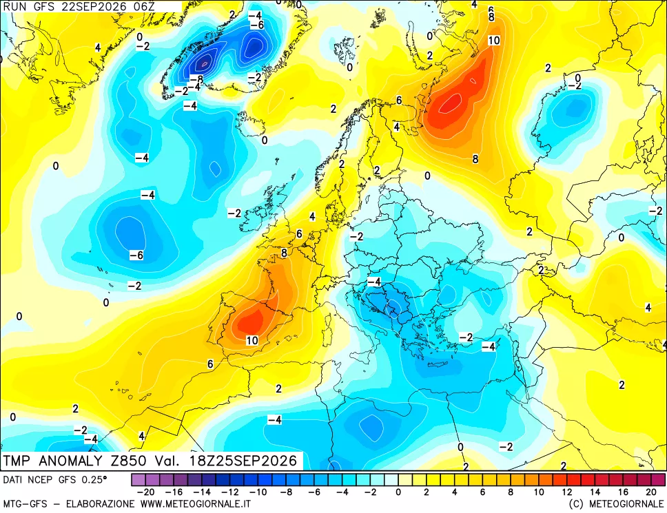 mappa 850 hPa Temp Anomaly vs Cli.No 1981-2010