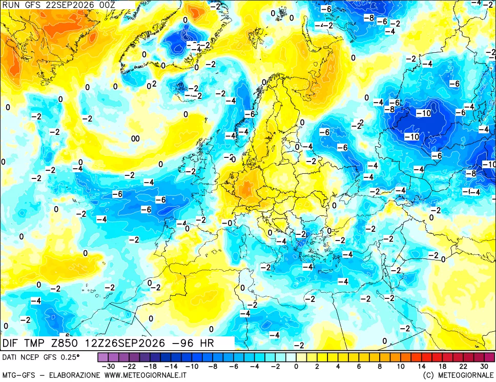 mappa 850 hPA Dif. Temp - Init