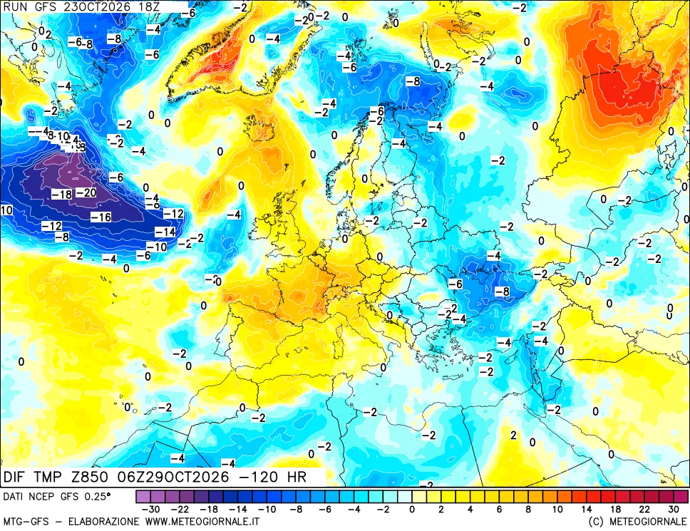 mappa 850 hPA Dif. Temp - Init