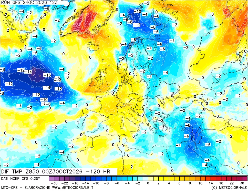 mappa 850 hPA Dif. Temp - Init