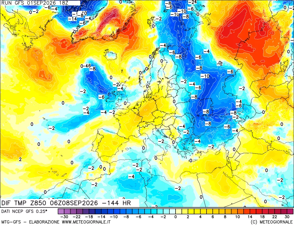 mappa 850 hPA Dif. Temp - Init
