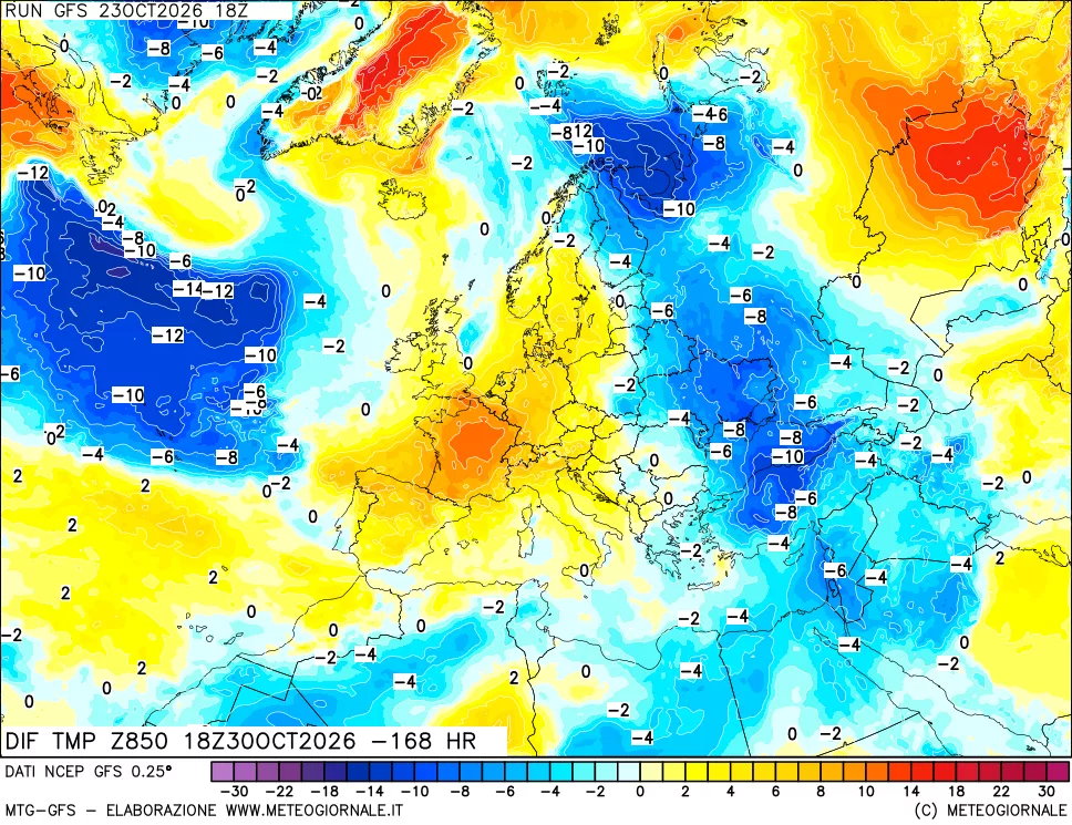 mappa 850 hPA Dif. Temp - Init