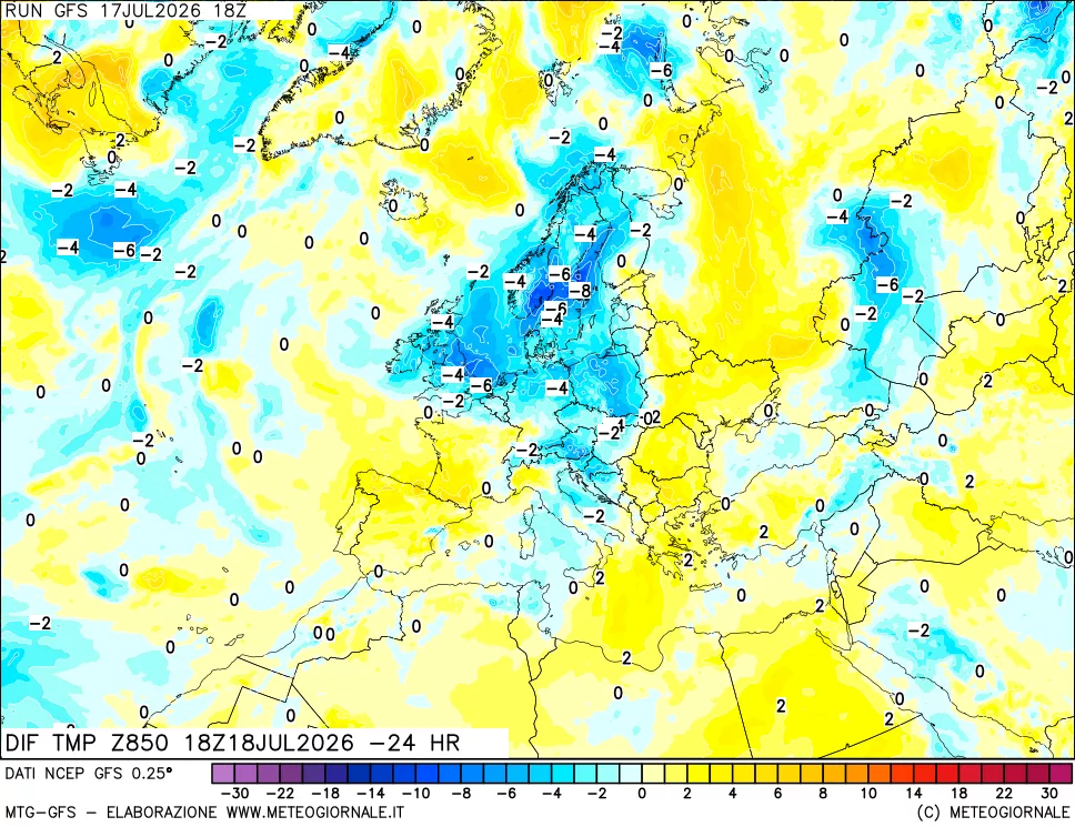 mappa 850 hPA Dif. Temp - Init