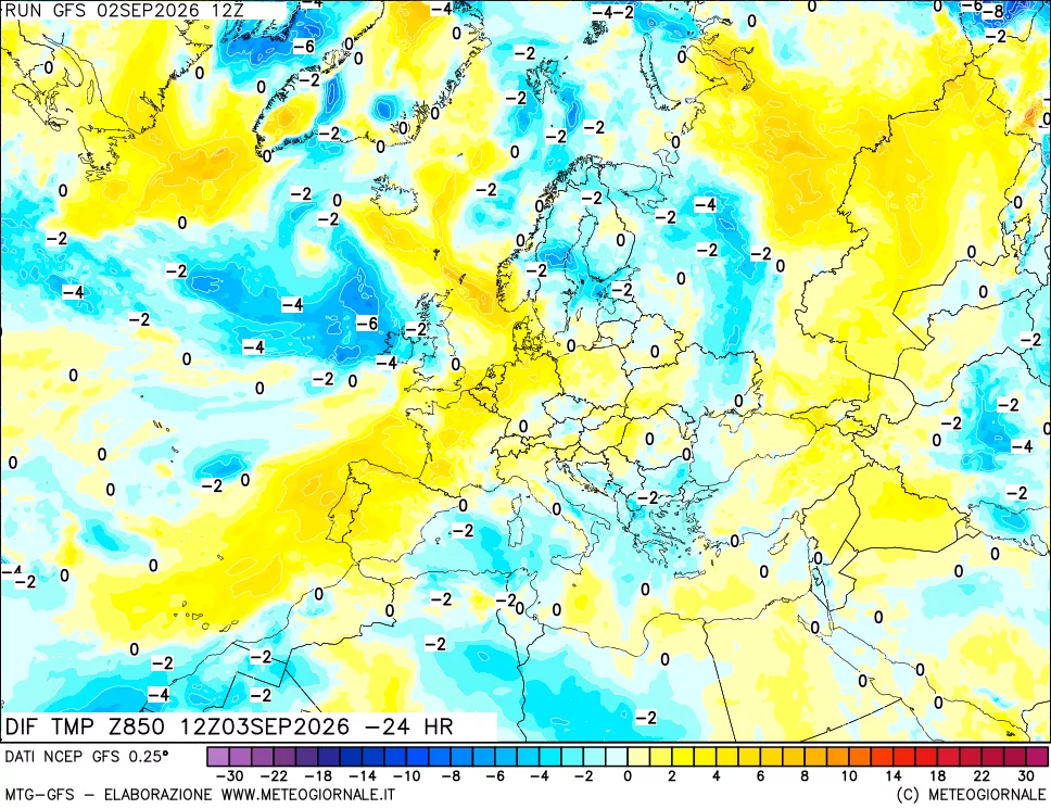 mappa 850 hPA Dif. Temp - Init