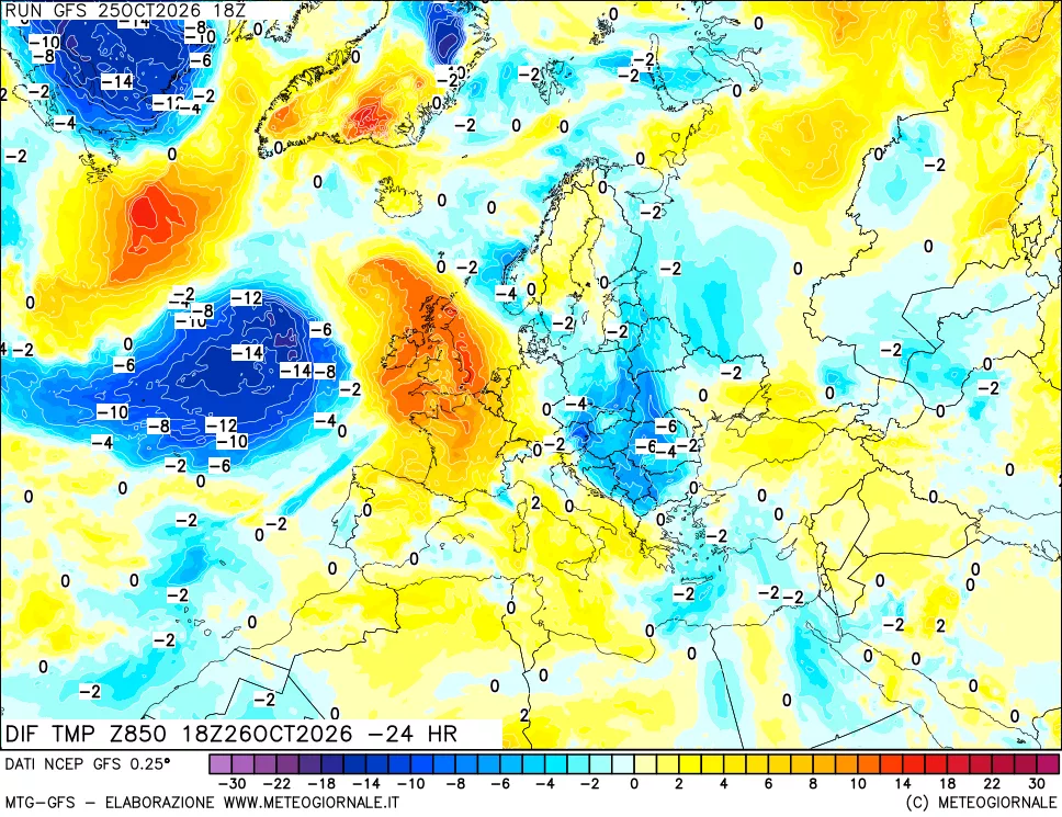 mappa 850 hPA Dif. Temp - Init