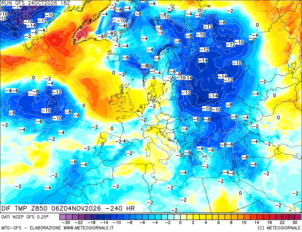 mappa 850 hPA Dif. Temp - Init