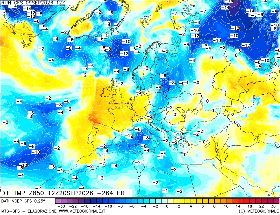 mappa 850 hPA Dif. Temp - Init