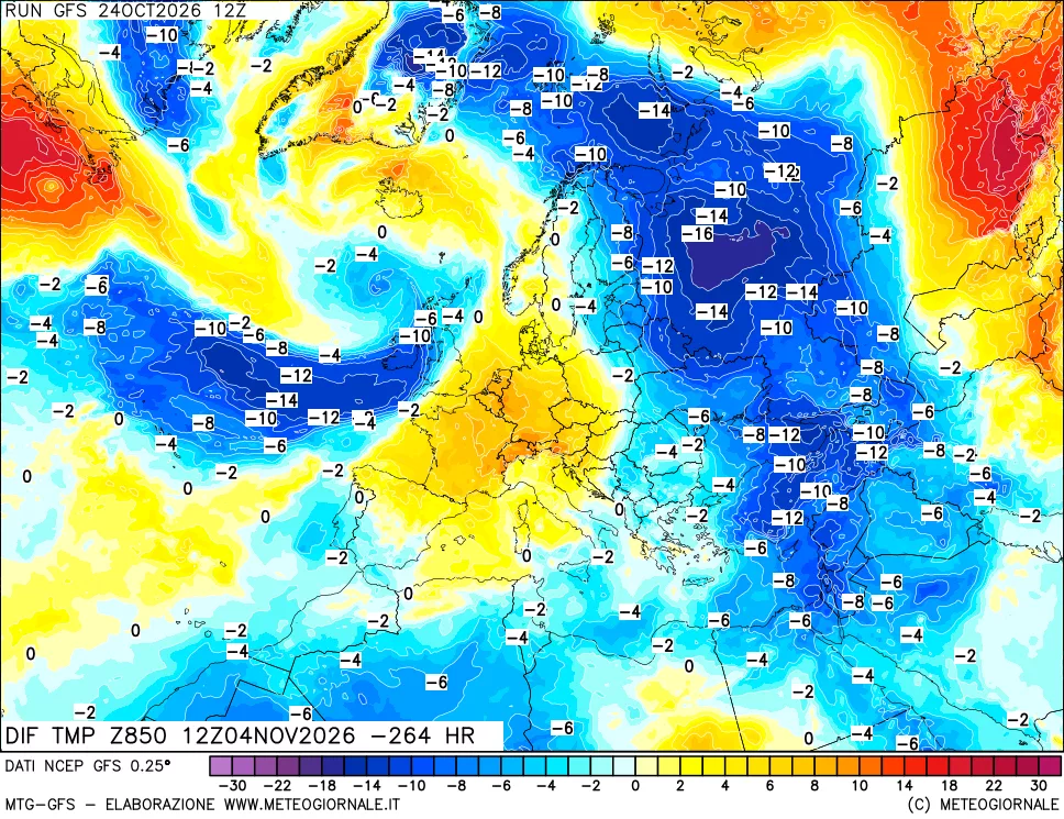 mappa 850 hPA Dif. Temp - Init