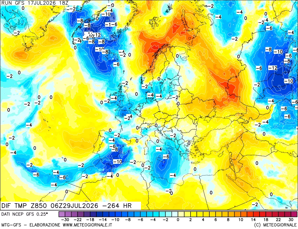 mappa 850 hPA Dif. Temp - Init