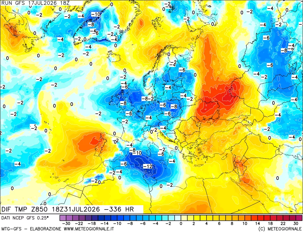 mappa 850 hPA Dif. Temp - Init
