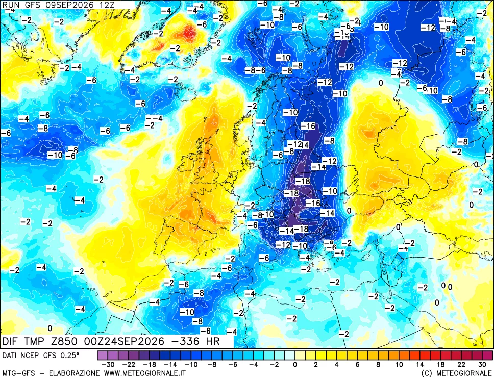 mappa 850 hPA Dif. Temp - Init