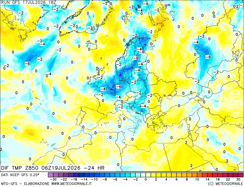 mappa 850 hPA Dif. Temp - Init