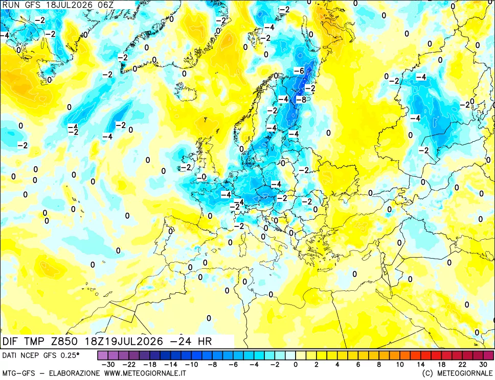 mappa 850 hPA Dif. Temp - Init