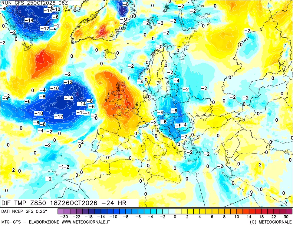 mappa 850 hPA Dif. Temp - Init