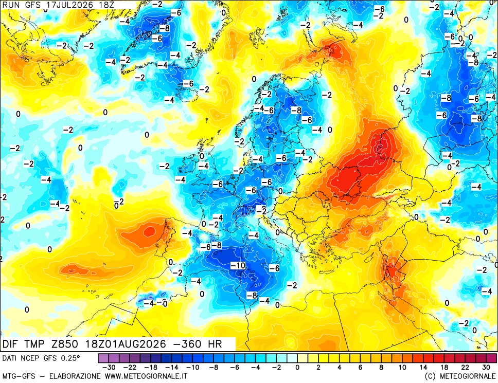 mappa 850 hPA Dif. Temp - Init