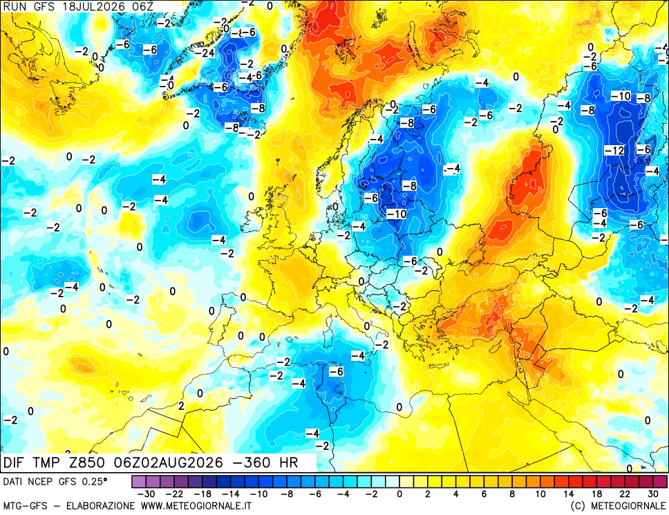 mappa 850 hPA Dif. Temp - Init