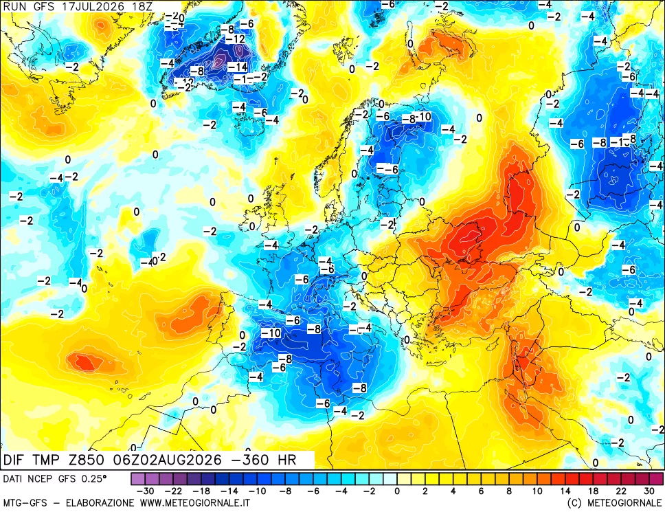mappa 850 hPA Dif. Temp - Init