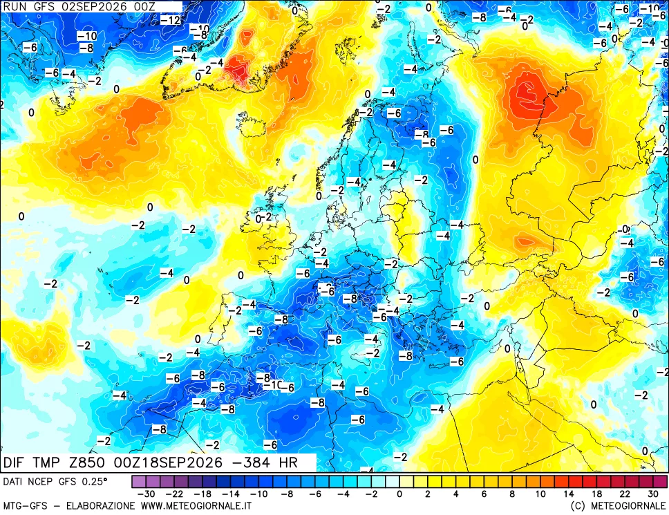 mappa 850 hPA Dif. Temp - Init