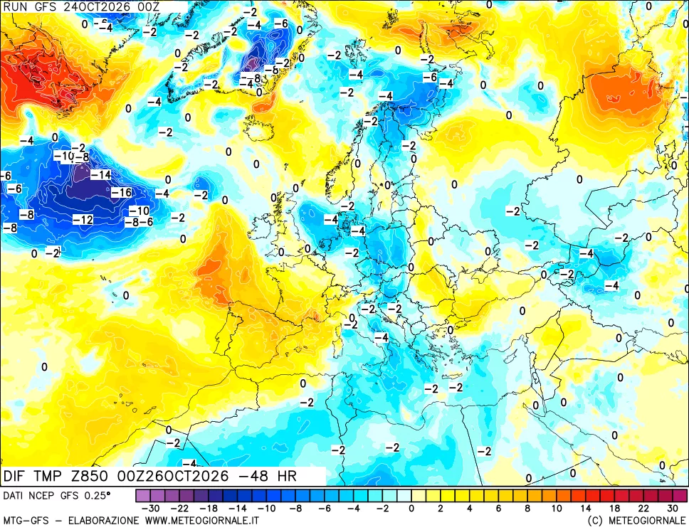 mappa 850 hPA Dif. Temp - Init