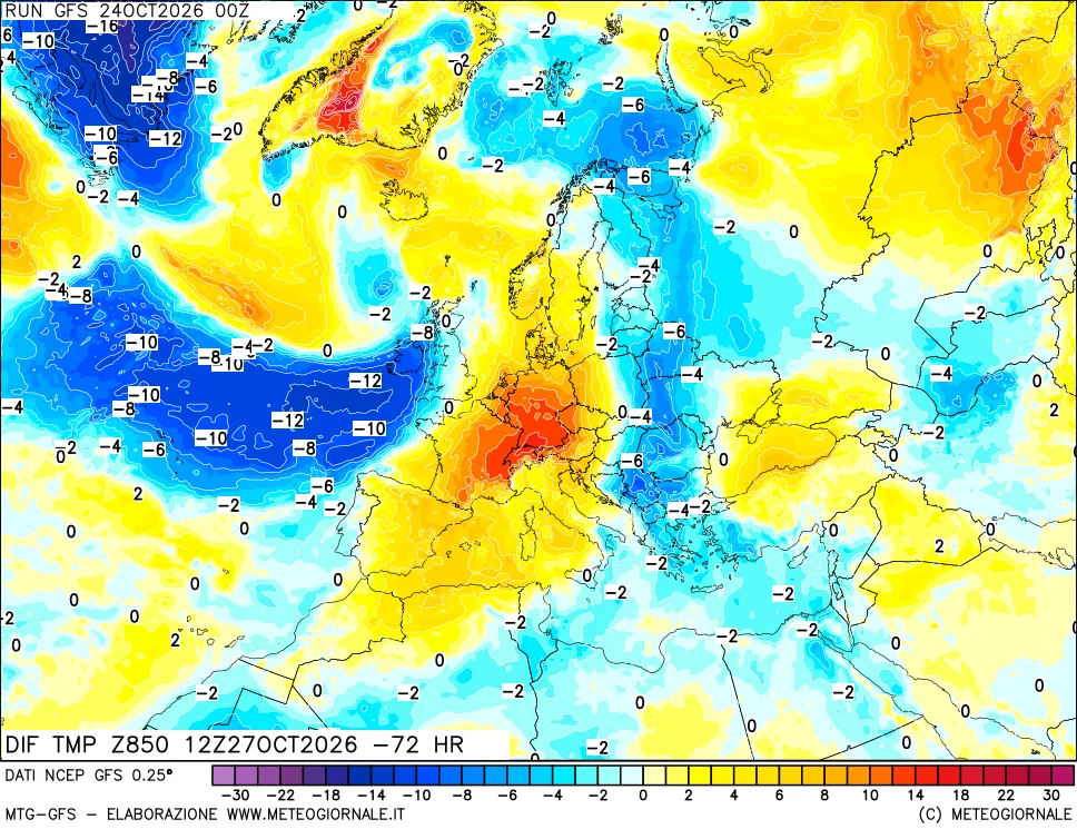 mappa 850 hPA Dif. Temp - Init