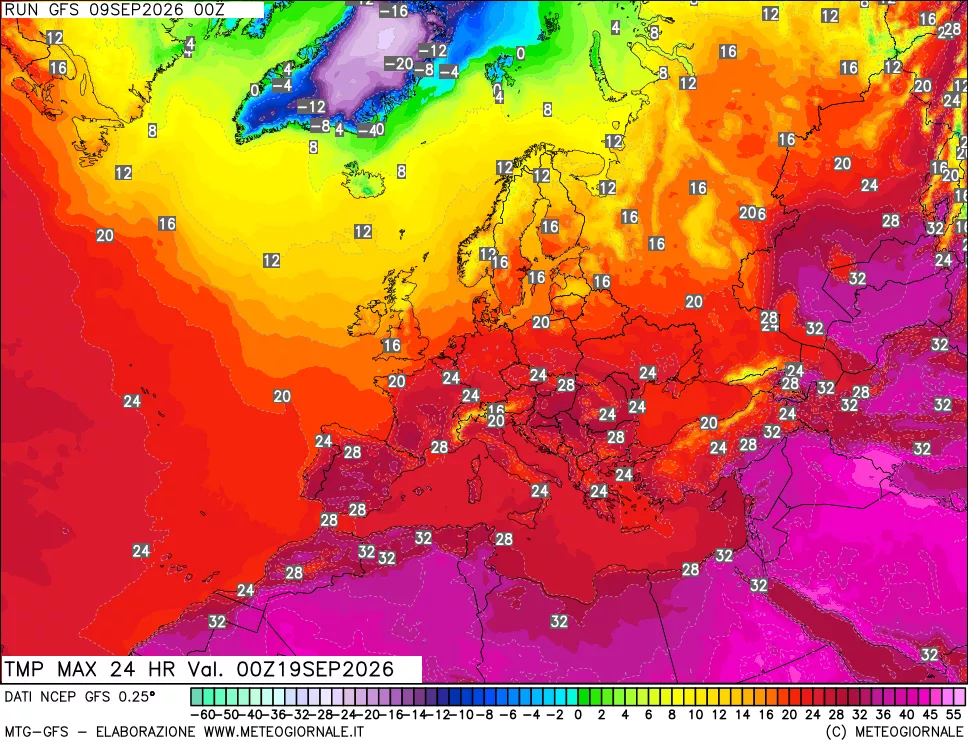 mappa Temperatura massima 24 ore