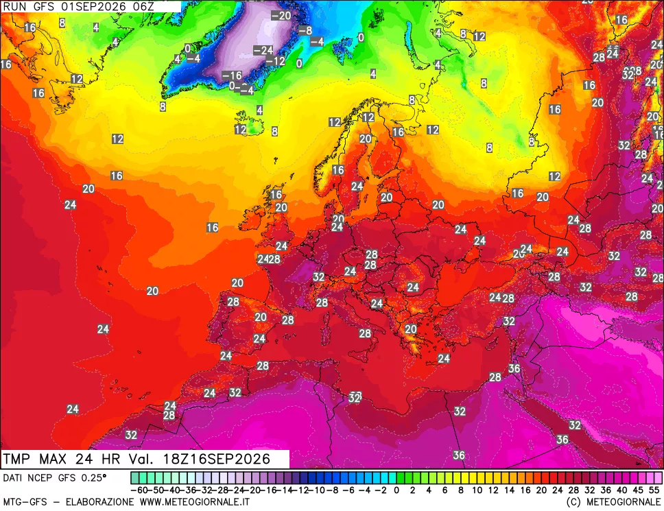 mappa Temperatura massima 24 ore