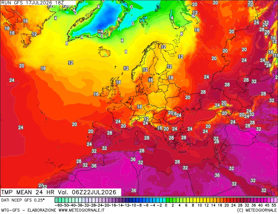 mappa Temperatura media 24 ore