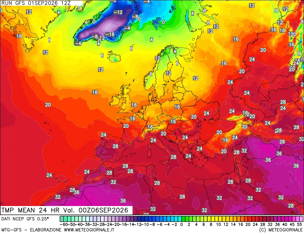 mappa Temperatura media 24 ore