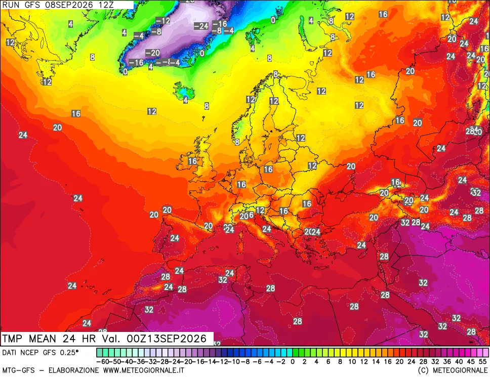 mappa Temperatura media 24 ore