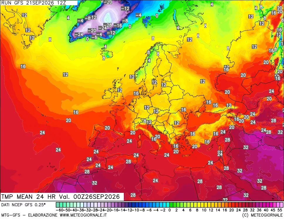mappa Temperatura media 24 ore