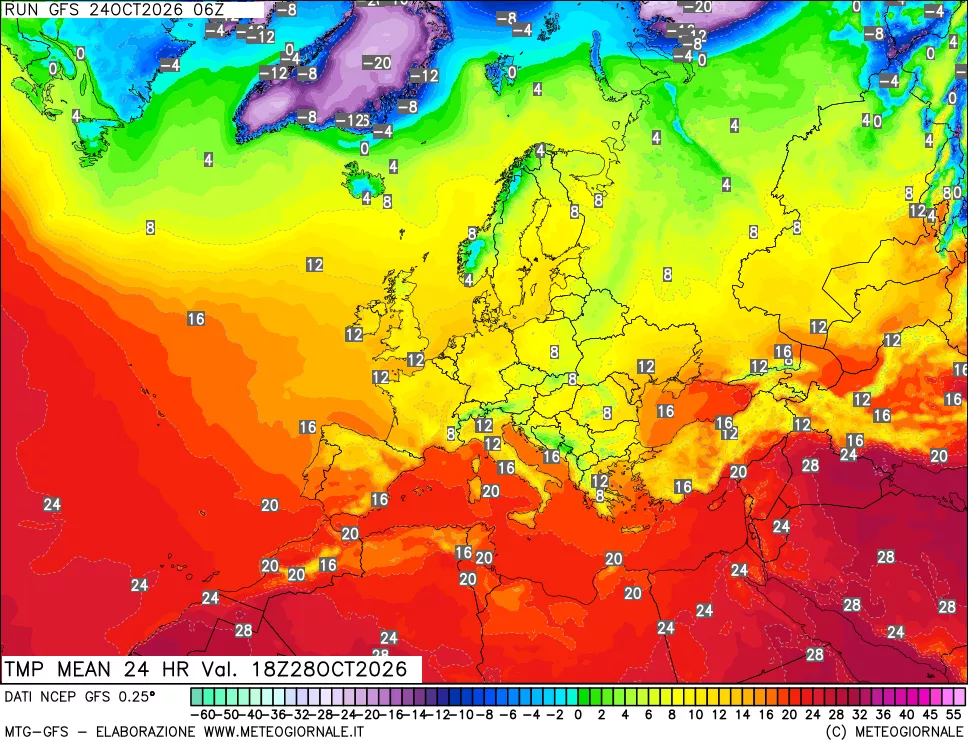mappa Temperatura media 24 ore