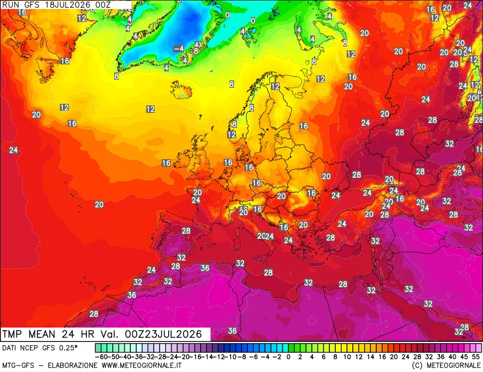 mappa Temperatura media 24 ore