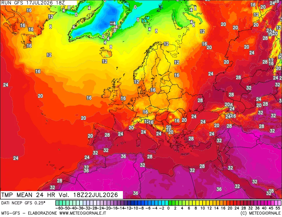 mappa Temperatura media 24 ore