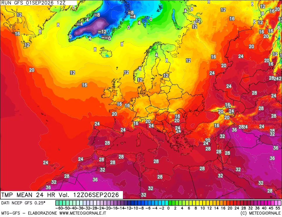 mappa Temperatura media 24 ore