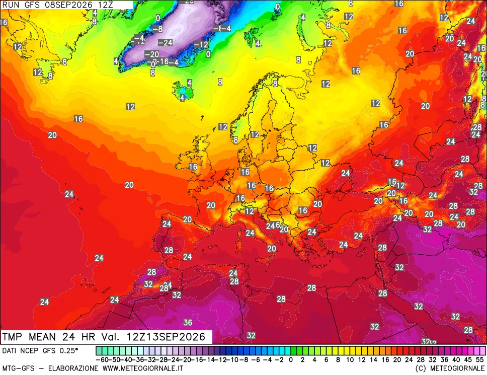 mappa Temperatura media 24 ore