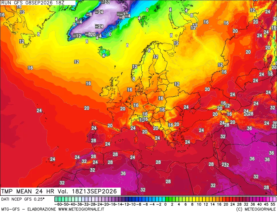 mappa Temperatura media 24 ore
