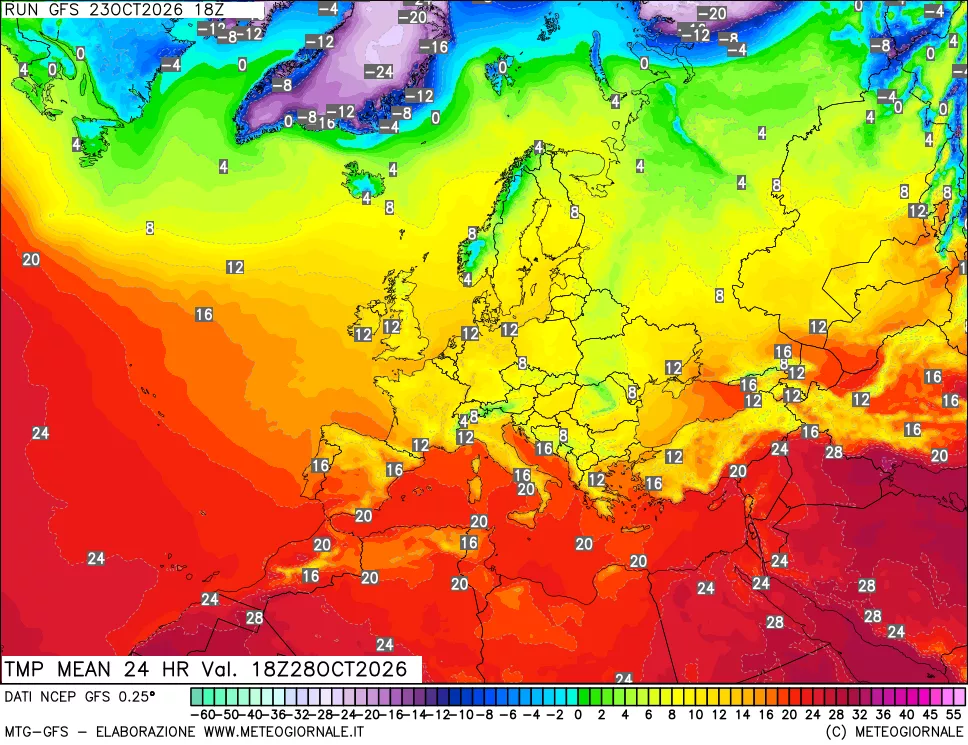 mappa Temperatura media 24 ore