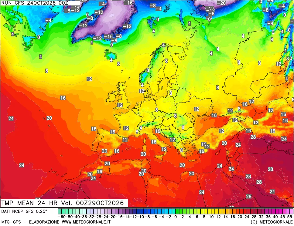 mappa Temperatura media 24 ore