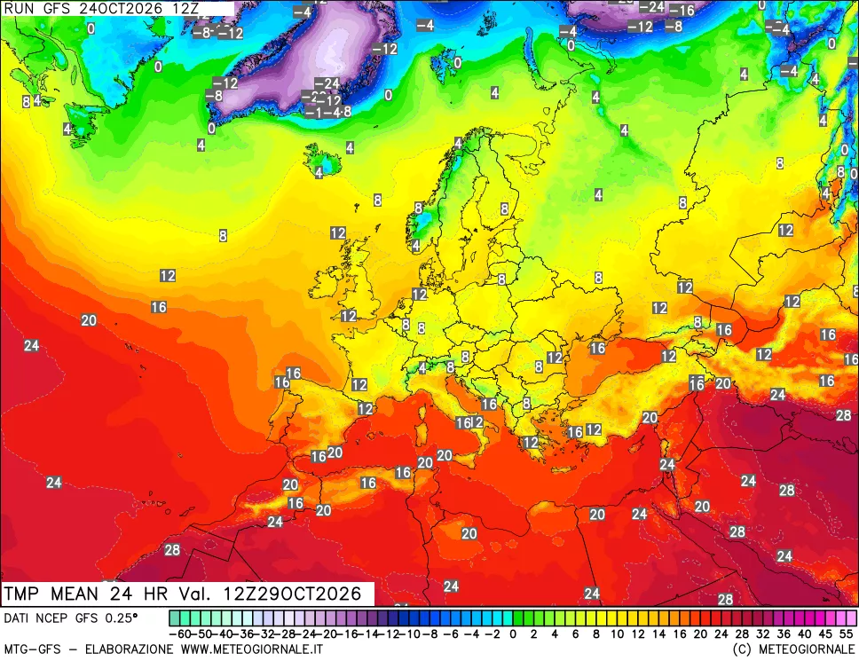 mappa Temperatura media 24 ore