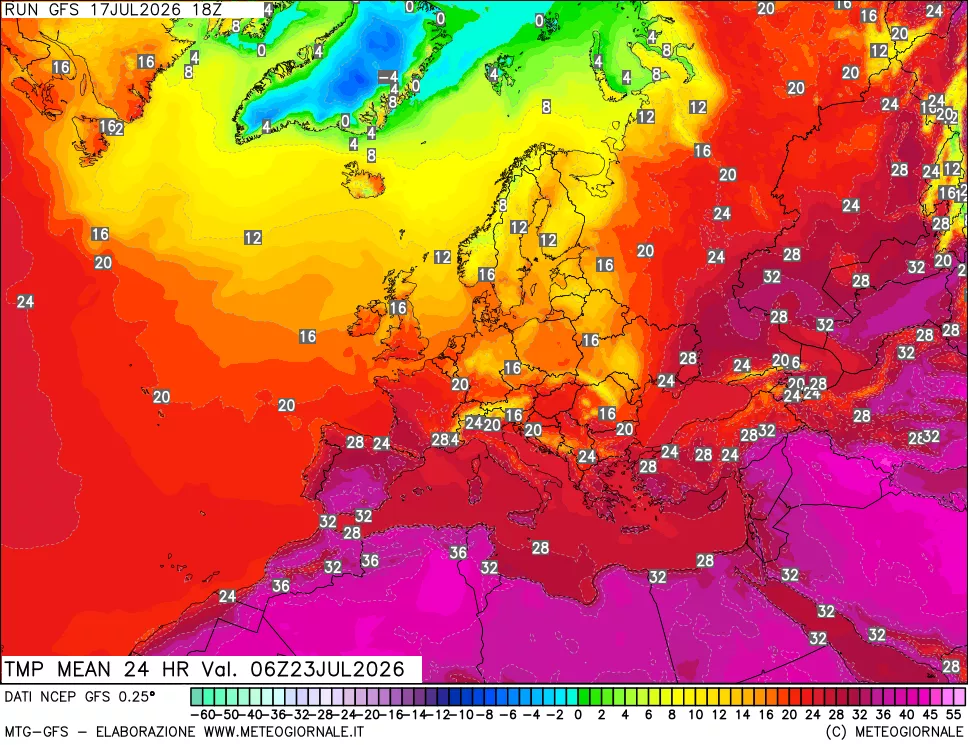 mappa Temperatura media 24 ore