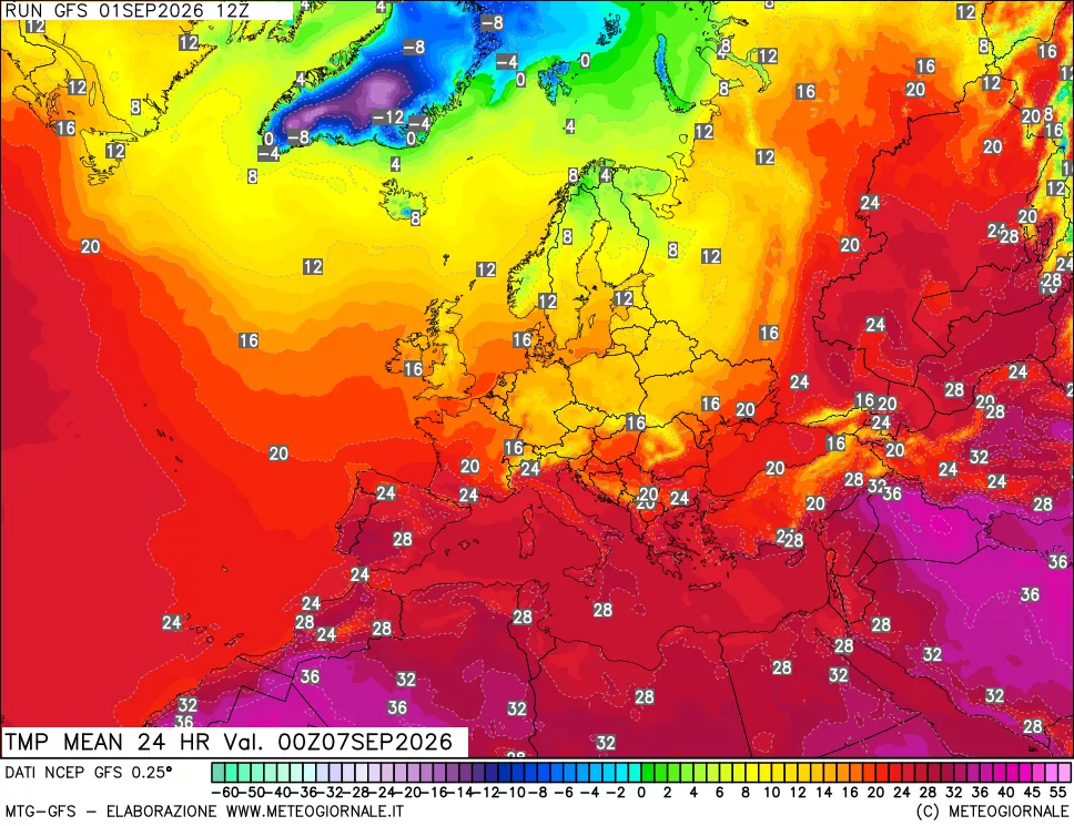 mappa Temperatura media 24 ore