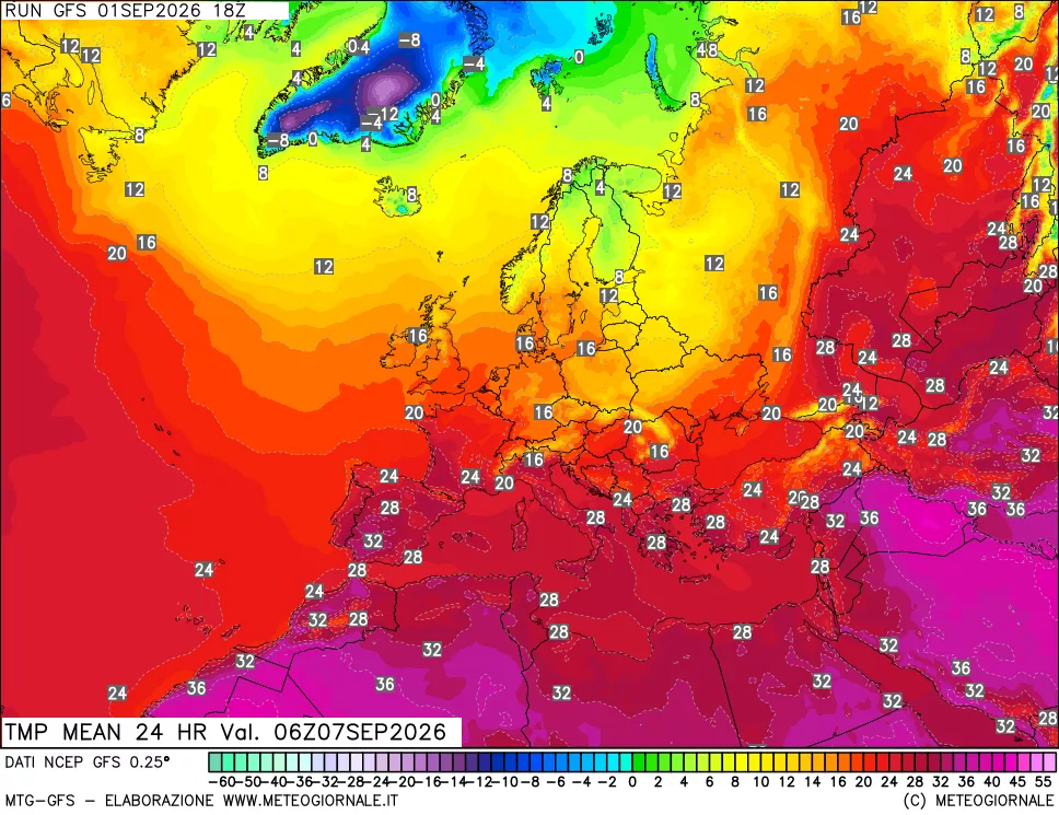 mappa Temperatura media 24 ore