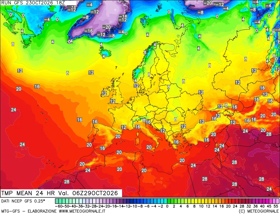 mappa Temperatura media 24 ore
