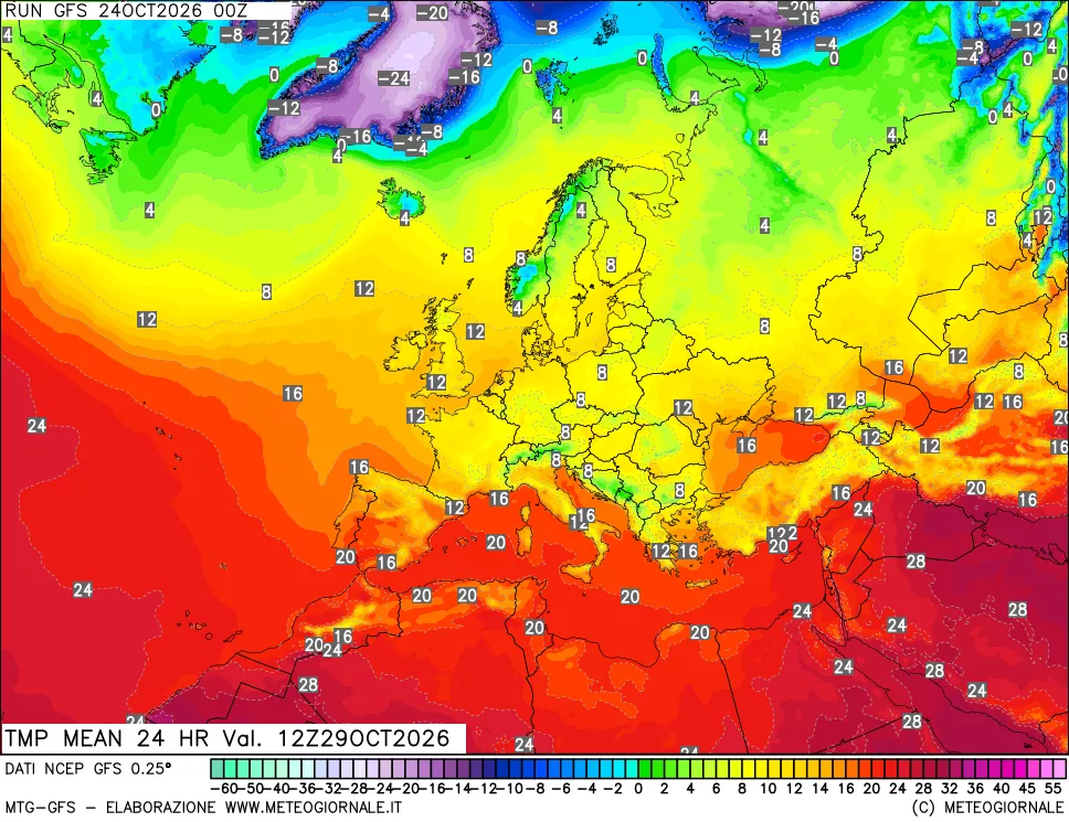 mappa Temperatura media 24 ore