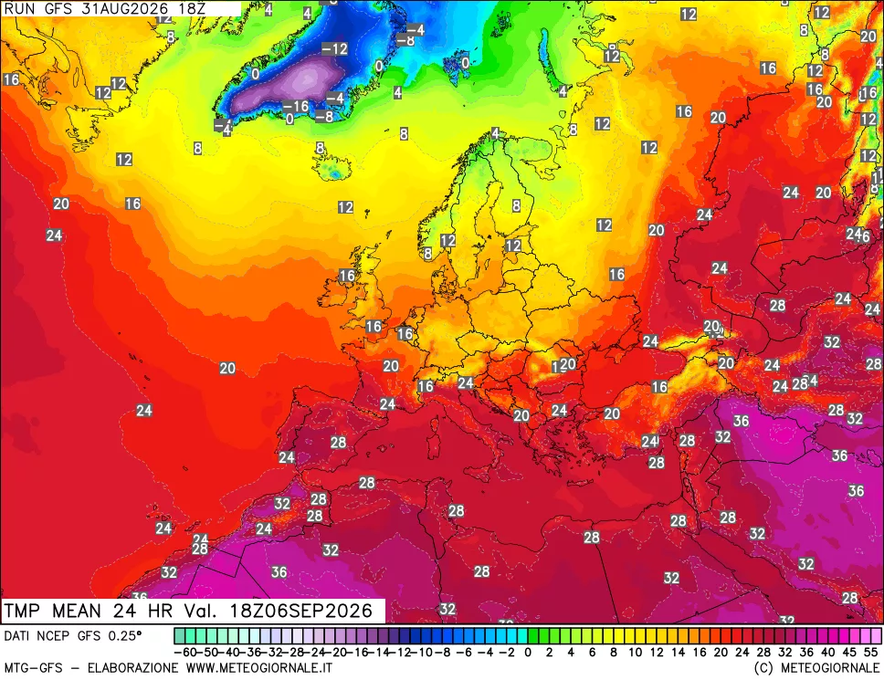 mappa Temperatura media 24 ore