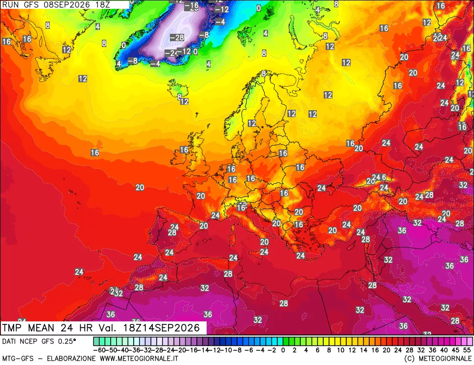 mappa Temperatura media 24 ore