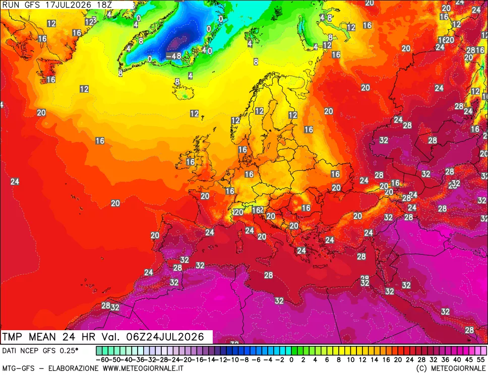 mappa Temperatura media 24 ore